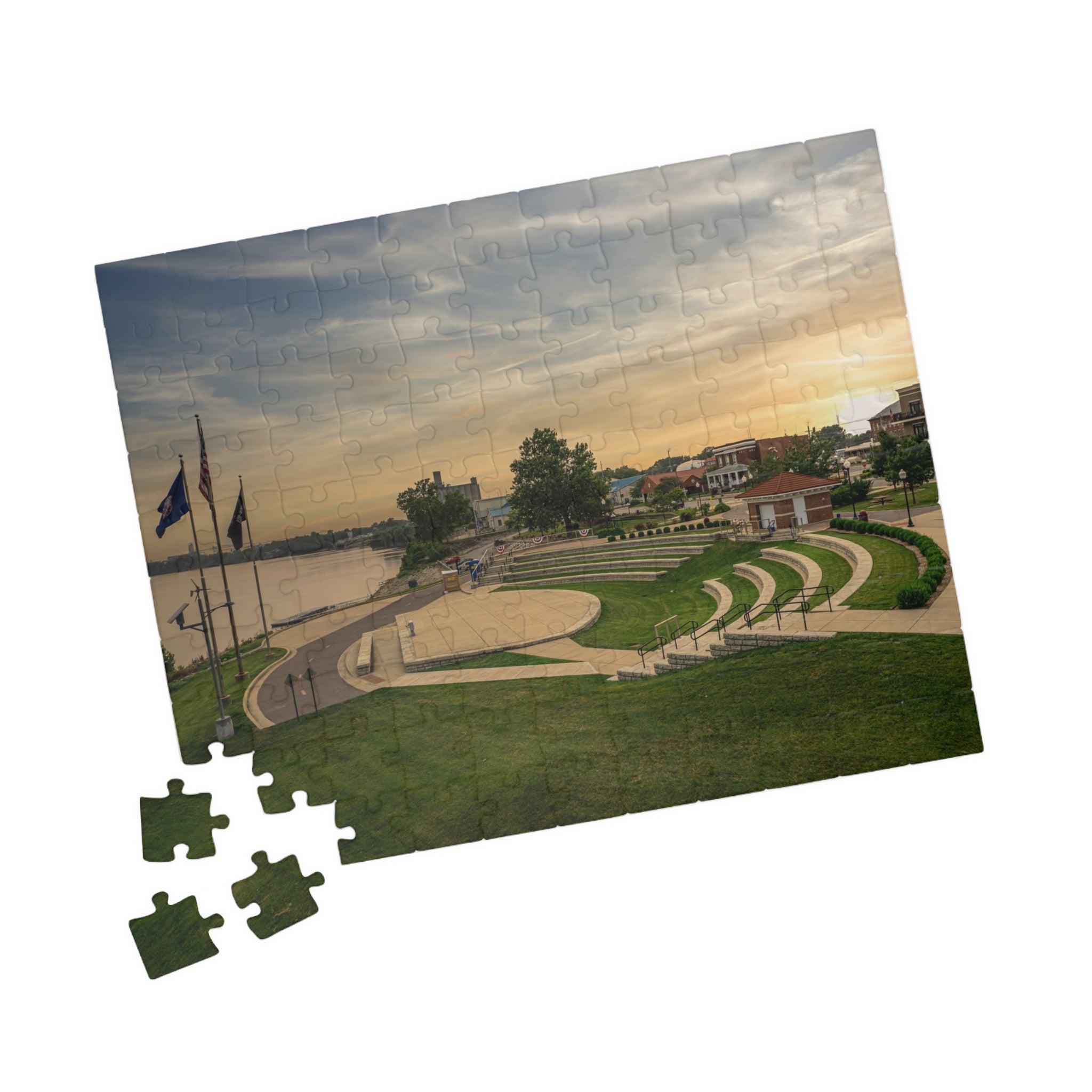 Waterfront Park Sunset Puzzle — Scenic 252/520/1014-Piece Jigsaw